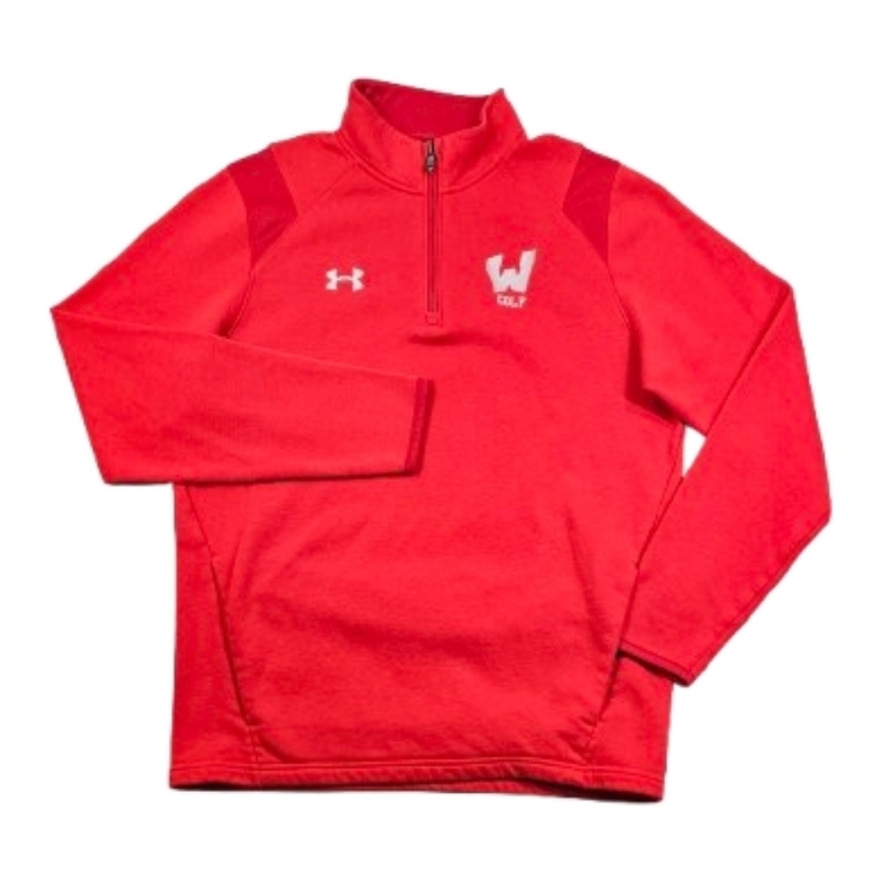Under Armour Loose Coldgear Wisconsin Badgers Golf 1/4 Zip Kangaroo Pocket Small